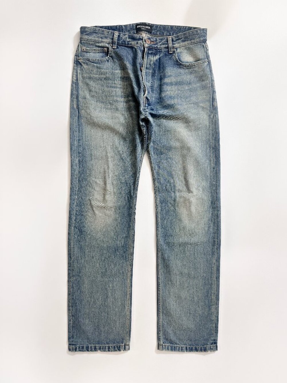 Balenciaga Blue Distressed Slim Straight Jeans